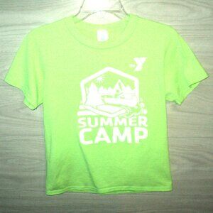 YMCA The Y Summer Camp T-Shirt Size Youth L Short Sleeves Lime Green